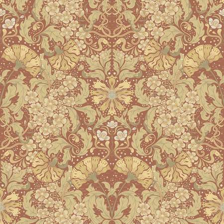 MANHATTAN COMFORT Liverpool Ojvind Rust Floral Ogee 33 ft L X 209 in W Wallpaper BR4080-83114